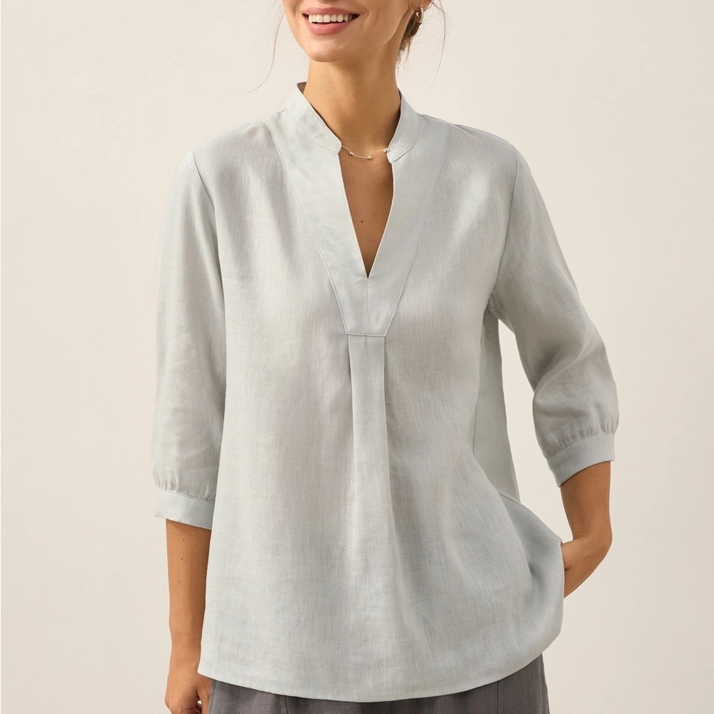 Lintico Linen Dress Shirt Joanna Women’s Size Small Grey Blue